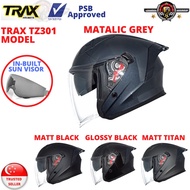 TRAX Helmet TZ301 MATT TITAN/ MATT BLACK/  BLACK (PSB APPROVED) Free Helmet Bag