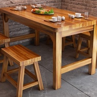 Solid Wood Restaurant Hot Pot Shop BBQ Fast Food t Snack Carbonized Noodle Shop Tables and ChairsωRe
