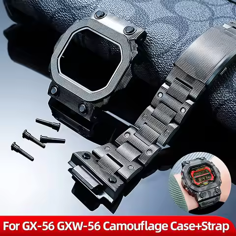 GX56 GWX56 Camouflage Mod kit For Casio G-shock GX-56BB GXW-56BB Stainless Steel Bezel Strap Modifie