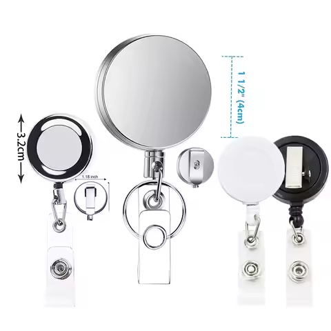 1.26in/1.57in 1PC Metal Retractable Badge Holder Heavy Duty ID Badge Reels with Key Chain Belt Clip 
