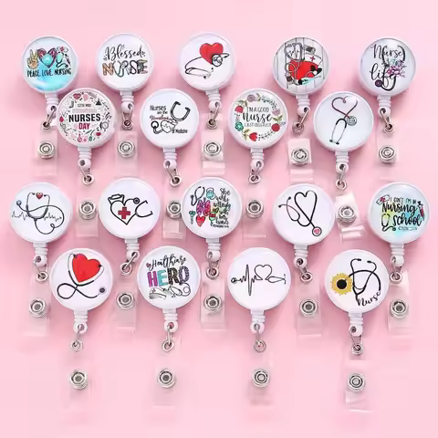 Retractable ID Name Badge Reel For Doctors Nurses Work Card Holder Accessories Workers Pass Staff Em