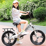 Fashionable Simplicity Folding Bike for Adult Men Women Mini Compact Foldable Bicycle for Student Office Worker Urban High Tensile Steel Folding Frame with Back Seat and Basket