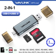 Wavlink 2-In-1 USB C + USB3.0 SD Card Reader Adapter 2การ์ดทำงาน Mini อลูมิเนียม OTG /Thunderbolt 3 USB TF Card Reader สำหรับ TF SD Micro SD SDXC SDHC MMC RS-MMC Micro SDXC Micro SDHC UHS-Iเข้ากันได้กับ MacBook  iPad Samsung Galaxy S21 Android PC