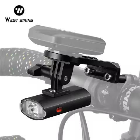WEST BIKING Bike Light With GoPro Mount Holder For Garmin Bryton Computer USB Rechargeable Waterproo