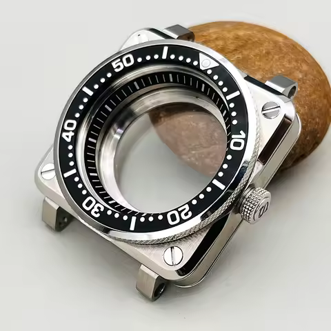 42mm Silver Square NH35 Case Knurled Bezel Seiko Mod Watch Cases Fits NH34 NH36 7S26 4R36 Movements 