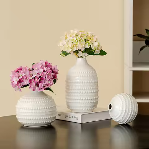 European Ceramic Dot-Ring Vase - Minimalist Home Decor, Floral Centerpiece for Boho/Scandinavian Sty