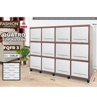 CLUB QUATRO FQAL Plastic Cupboard 8 Doors 12 Doors WHITE Rattan Drawers STRONG STURDY HC