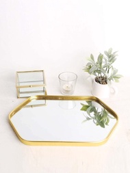 現代六角形金色鏡面托盤,適用於珠寶、蠟燭、浴室、婚禮、商店和家居裝飾,情人節禮物