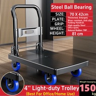 Platform Trolley 150KG Large Capacity Hand Sack Truck With Handle & Wheels, Flatbed Tolley Cart For 
