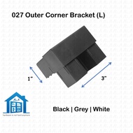 ⟬aga.alumglass⟭ 027 @ 1" x 3" PVC Outer Corner L Bracket for Aluminium