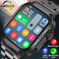 2023ใหม่สมาร์ทวอทช์ NFC ผู้ชาย AMOLED หน้าจอ HD อัตราการเต้นของหัวใจโทรบลูทูธน้ำตาลในเลือดนาฬิกาอัจฉริยะ GPS กันน้ำสำหรับ Huawei Xiaomi