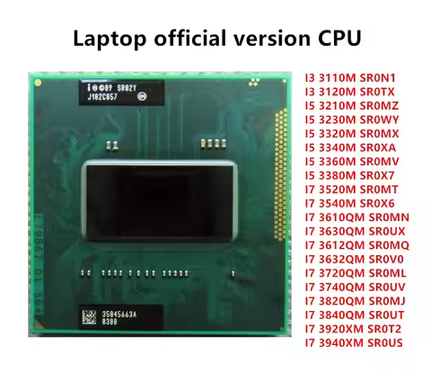 I3-3110M I5-3210M 3230 3320 3340 3360M 3380M I7 3520M 3540M 3610QM 3630MQM 3612 3632QM 3720 3740QM 3