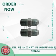 DOUBLE NEPEL ADAPTOR HYDRAULIC HOSE JIS 1/ 4" x NPT 1/ 4" 1SN 04MPF-04MB