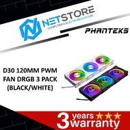 PHANTEKS D30 120MM PWM FAN DRGB 3 PACK (BLACK/WHITE)