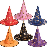 Witch Hat Halloween Hat Gilding Witch Hat Dress Up Witch Hat Party Non-Woven Composite Magic Hat