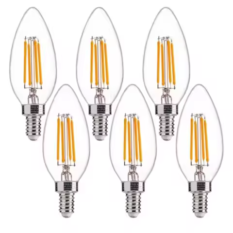 60W Equivalent LED Chandelier Light Bulbs, Dimmable, E12 Base, Clear B11 LED Filament Candelabra Bul
