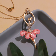 Her Lab Jewelry | Mặt dây chuyền cô gái múa ba lê hồng Vòng cổ nữ cao cấp Hàn Quốc phụ kiện Vòng Cổ