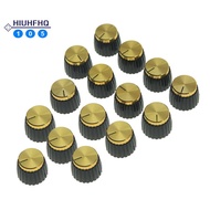 15Pcs Guitar AMP Amplifier Push on Fit Knobs Black with Gold Aluminum Cap Top Fits 6Mm Diameter Pots Marshall Amplifiers