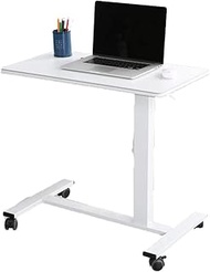 Mobile Table With Wheel Side Table, Pneumatic Lifting Laptop Computer Table, Large Tabletop/Crash Corner Round Table, Stand Desk Rolling Cart,74-108cm Fashionable