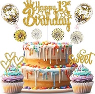 ZWWsullo Happy 13th Birthday Cake Decoration Gold Cake Topper Decoration 13th Birthday Happy Birthda