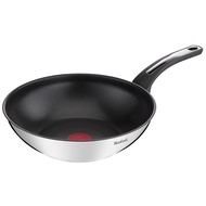 Tefal Emotion Stainless Steel Induction Nonstick Wok Pan (28cm) Dishwasher Oven Safe No PFOA Silver