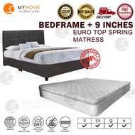 [Bulky] Faux Leather Divan Bed + 9 Inches Euro Top Spring Mattress / Bedframe [ AVAILABLE IN ALL SIZES ] FREE DELIVERY AND INSTALLATION