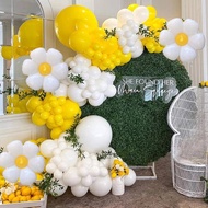 112Pcs Daisy Balloon White Yellow Boho Balloon Garland Daisy Flower Balloons for Daisy Theme Wedding