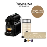 Nespresso® Inissia Black Coffee Machine & Aeroccino 3 White Milk Frother Bundle with Nespresso Coffe