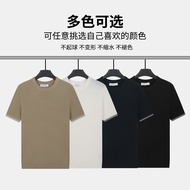 Short Sleeve Men's t-Shirt Ice Silk Cool Feel Round Neck Solid Color Edge Knit Men's Breathable Casu