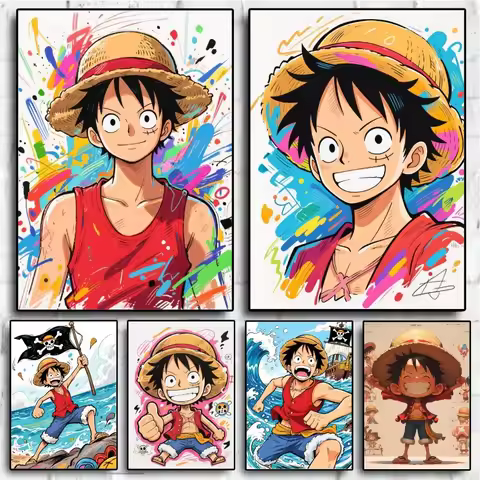 One Piece Luffy Poster Anime HD Wallpaper Living Room and Bedroom Background Decorative Painting Ani