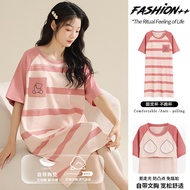 Women Pajamas Women 100% Cotton Women's Pajamas Women's Nightdress Short-Sleeved Korean Version Pure