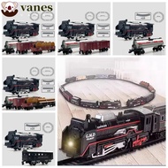 VANES Electric Christmas Train Track Set, Locomotive Playset Simulation Tracks Railway Freight Train