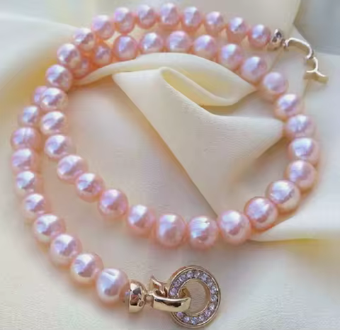 20 inch amazing AAA 7-8mm pink South Sea pearl necklace beautiful design 925s 18 in 22in 24in 26in 2