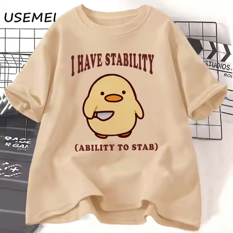 I Have Stability Ability To Stab T-shirt Women Casual Short Sleeve T Shirt Women Trending Funny Duck
