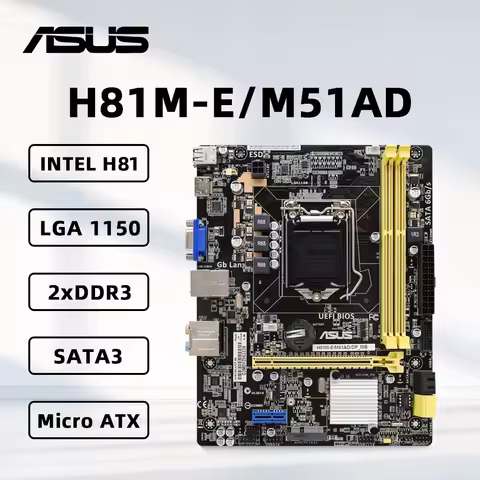ASUS H81M-E/M51AD Motherboard LGA1500 Support i7-4790K i7-4770K i5-4690K i5-4670K i3-4130 CPU 2xDDR3