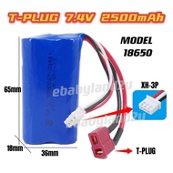 7.4V RC Rechargeable Battery Kereta Kontrol Lithium Li-ion T-Plug Bateri ZP1001 ZP1002