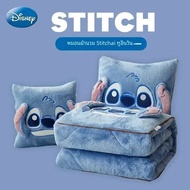 Disney Stitch โยนหมอนผ้าห่ม Two In One Kawaii Flannel หนา Nap ผ้าห่มห้องนั่งเล่นเด็กตกแต่งห้องนอนของ