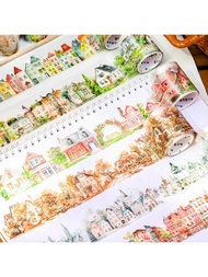 1 Roll 78.74inch(200cm) Various Town Themes Stickers On Roll Cutting Decor Photo Album Aesthetic Scr