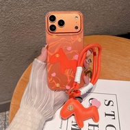 Gold Coins Orange Pink horses Lanyard Acrylic Phone Case For iPhone 17 Pro Max 17 Air 16 Plus 15 14 