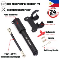 AEROIC Bike Mini Hand Pump MP-721 Portable With Gauge Holder 100psi Reversible Universal FV/AV