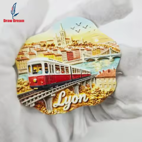 1Pc Lyon Refrigerator Magnet World Travel Souvenir Collection Suitable for Home and Office Decoratio