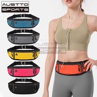 （A Sell Well） Austto Slim Running Belt Outdoor Cycling Waist Pouch Bag Fitness Workout Sport Pack with Earphone Hole