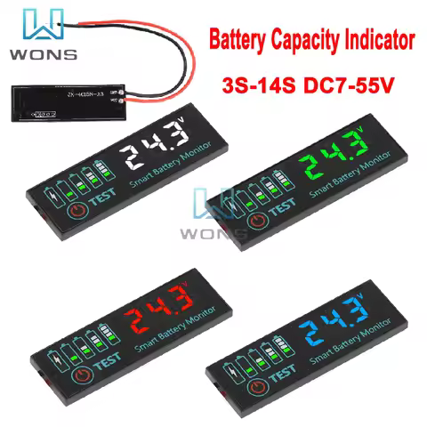 3S-14S DC7-55V Battery Capacity Indicator 18650 Lithium Acid Battery Capacity Voltage Meter Module B