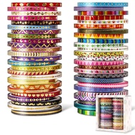 emmoolife 50 Rolls Skinny Washi Tape Set 3mm Wide Gold Foil Print Masking Thin Basic Patterns Decora
