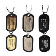 Men's Necklace Double Dog Tag Pendant For Men USA Army Military Soldier Beaded Chain Necklaces Punk 