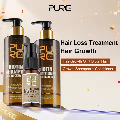 PURC Biotin and Ginger Hair Growth Oil Shampoo Conditioner Sets Hair Loss Treatment Thicker Fuller S