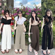 Buttoned wide-leg straight pants for Dwarf Mushrooms under 1m53 with bigszie 40- 75kg < (Pants lengt