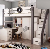 KAQ Bunk Bed Nordic Multifunctional Bunk Bed High-low Bunk Bed Minimalist Top Bed With Bottom Desk B