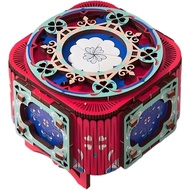 3D Wooden Puzzle Music Box with Light Up Four-Leaf Clover, DIY Mechanical Model Kit, DIY Assembly 3D
