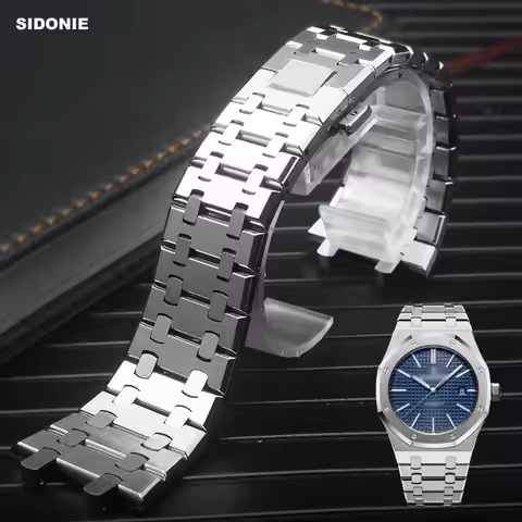 26mm 28mm Silver 316L Stainless Steel Bracelet For AP 15400 Audemars Piguet Royal Oak Strap Men Watc